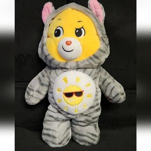 Care Bears Funshine Bear Kitty Cat Hoodie Friends Yellow Stuffed Plush 12" EUC